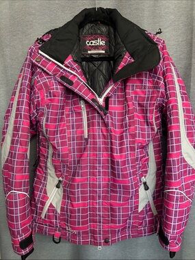 Castle Women's Pink Plaid Insulated Ski Jacket
